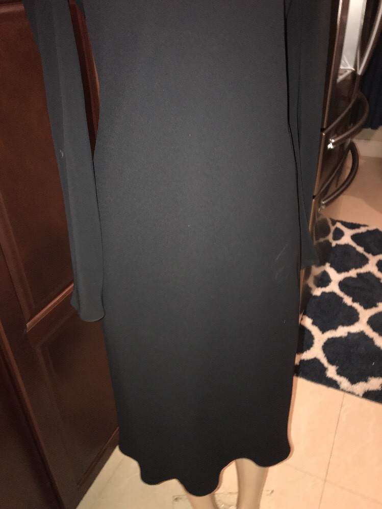 VTG EVAN PICONE BLACK SHEER SLEEVES LINED Dress BEADED SIZE MED xts