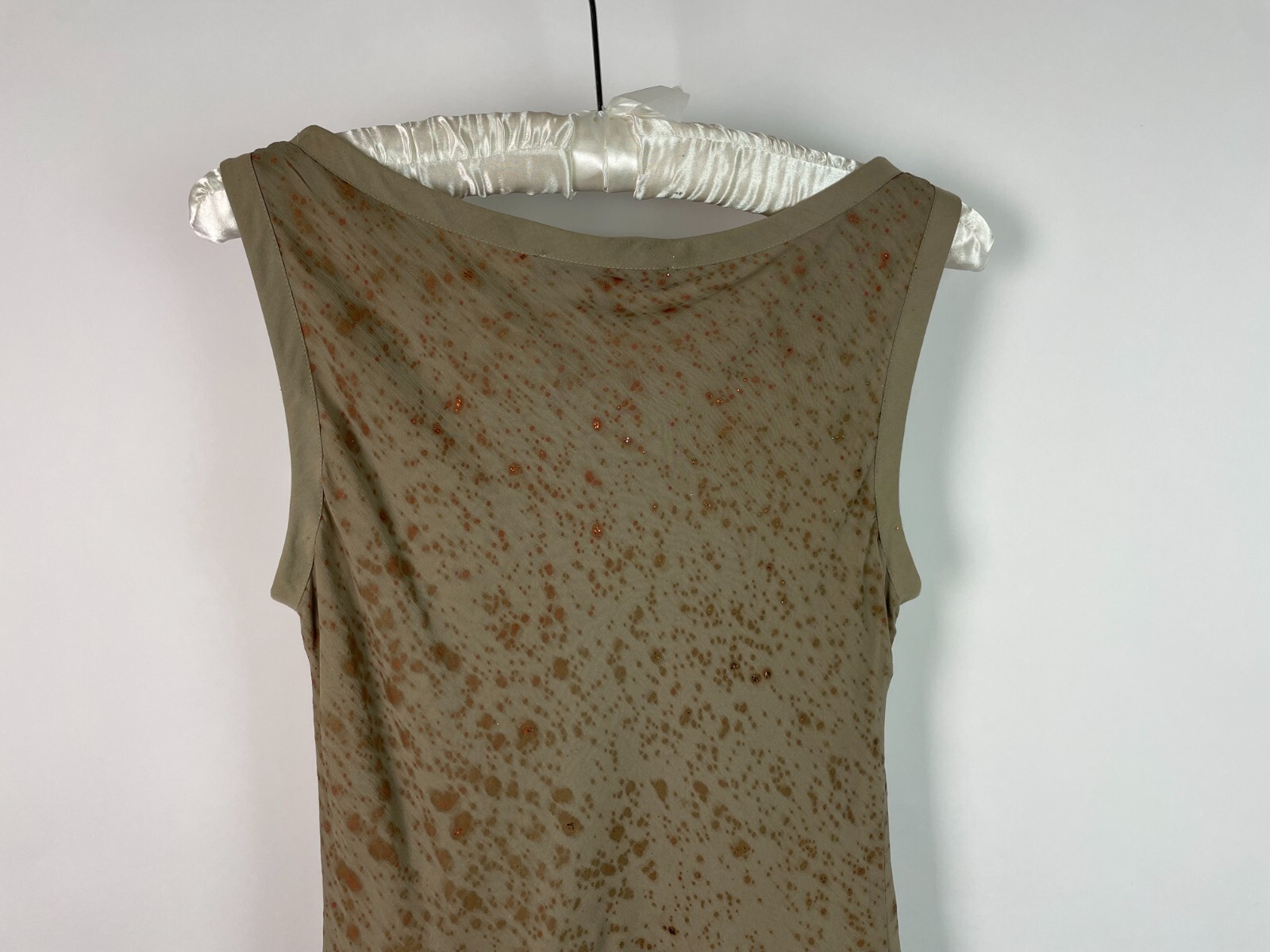 Vintage 90s SEVERINE PERAUDIN Exquisite French Designer Taupe silk slip dress S