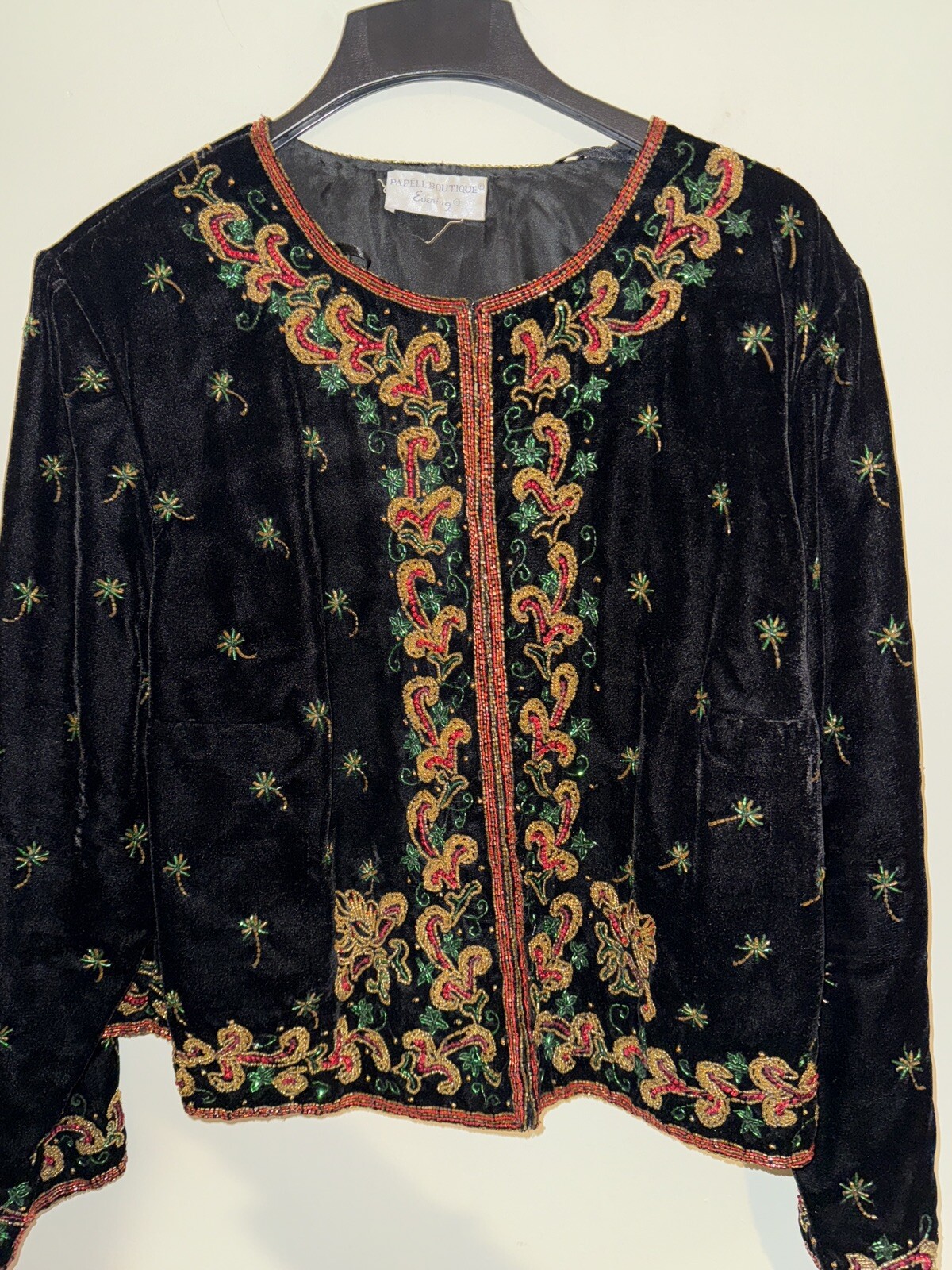 Vintage Adrianna Papell Evening Beaded Velvet Jacket Holiday Women’s Sz M
