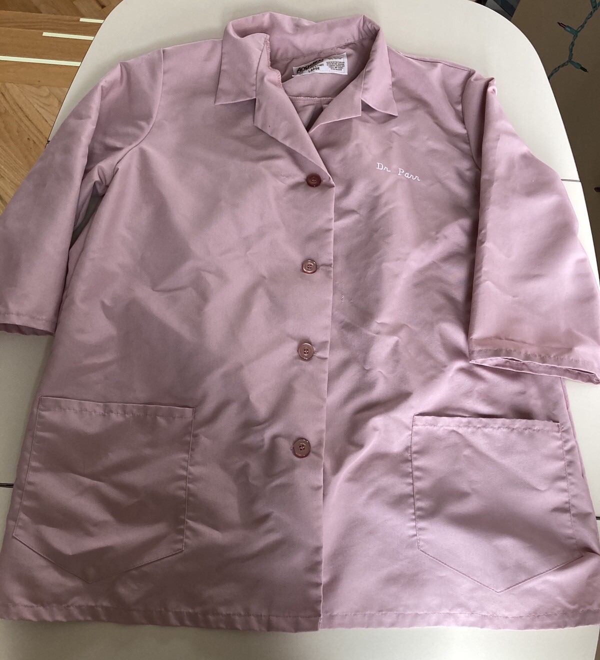 Vintage Angelica Scrub Top Large Pink Pocket Embroidered Doctor Parr Costume