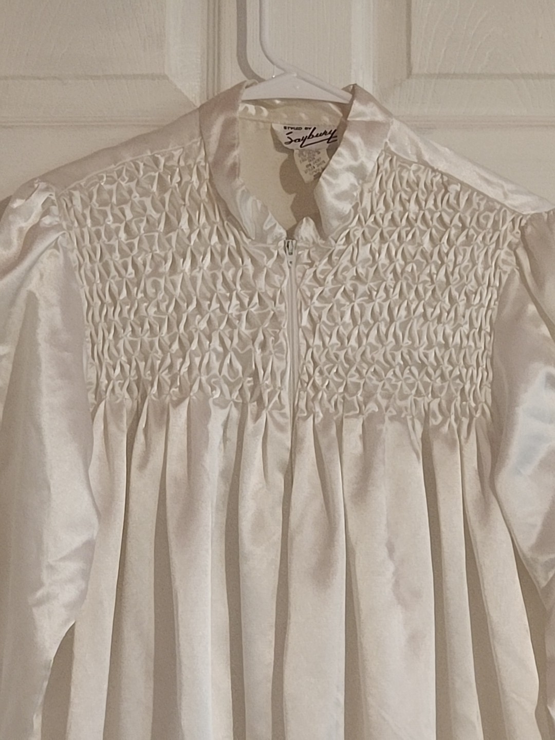 VTG Cottage Core Nightgown Cotton Polyester Zip Up Women’s Small W Pockets