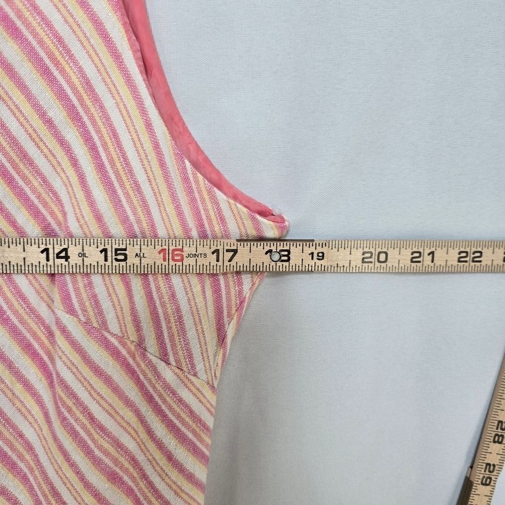 Sheri Martin Pink Linen Blend Striped Dress and Jacket Set Womens 14P Petites