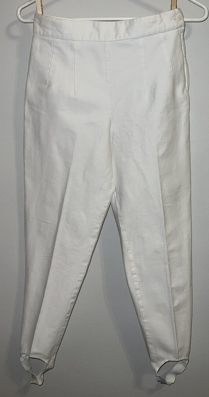 VTG B.C.I. Clothing Stirrup Pants Winter White – Flat Front Side zipper – Sz 7/8