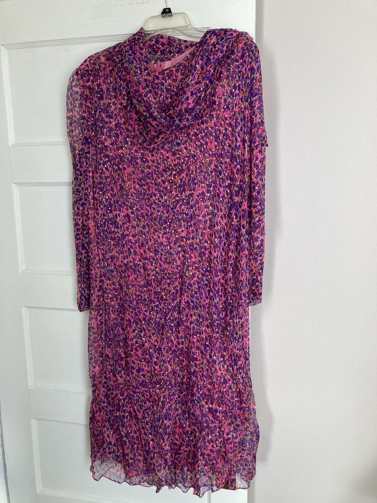 Sara Fredrick’s 1960s Vintage Pink Glitter Versatile Silk Wraparound Scarf Dress