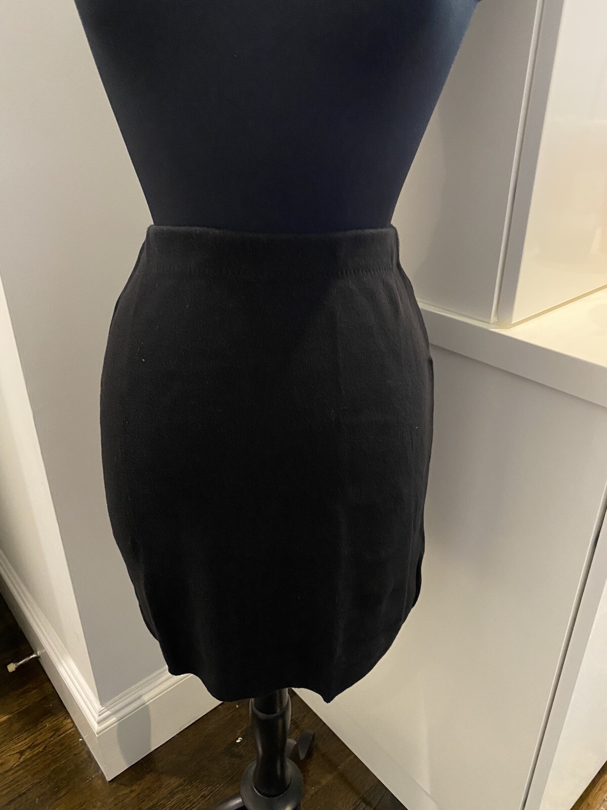 80’s Victoria Secret Moda International Black Collar Knit Shirt & Skirt Set M/L