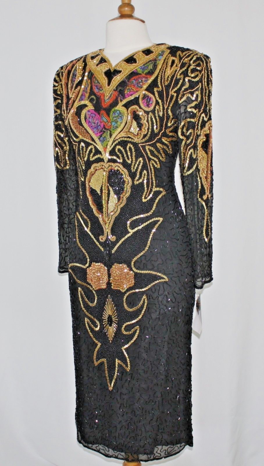 Jasdee Vintage Dress Length 45″ Inch Hand Work Bead & Sequins On Silk Style 3015