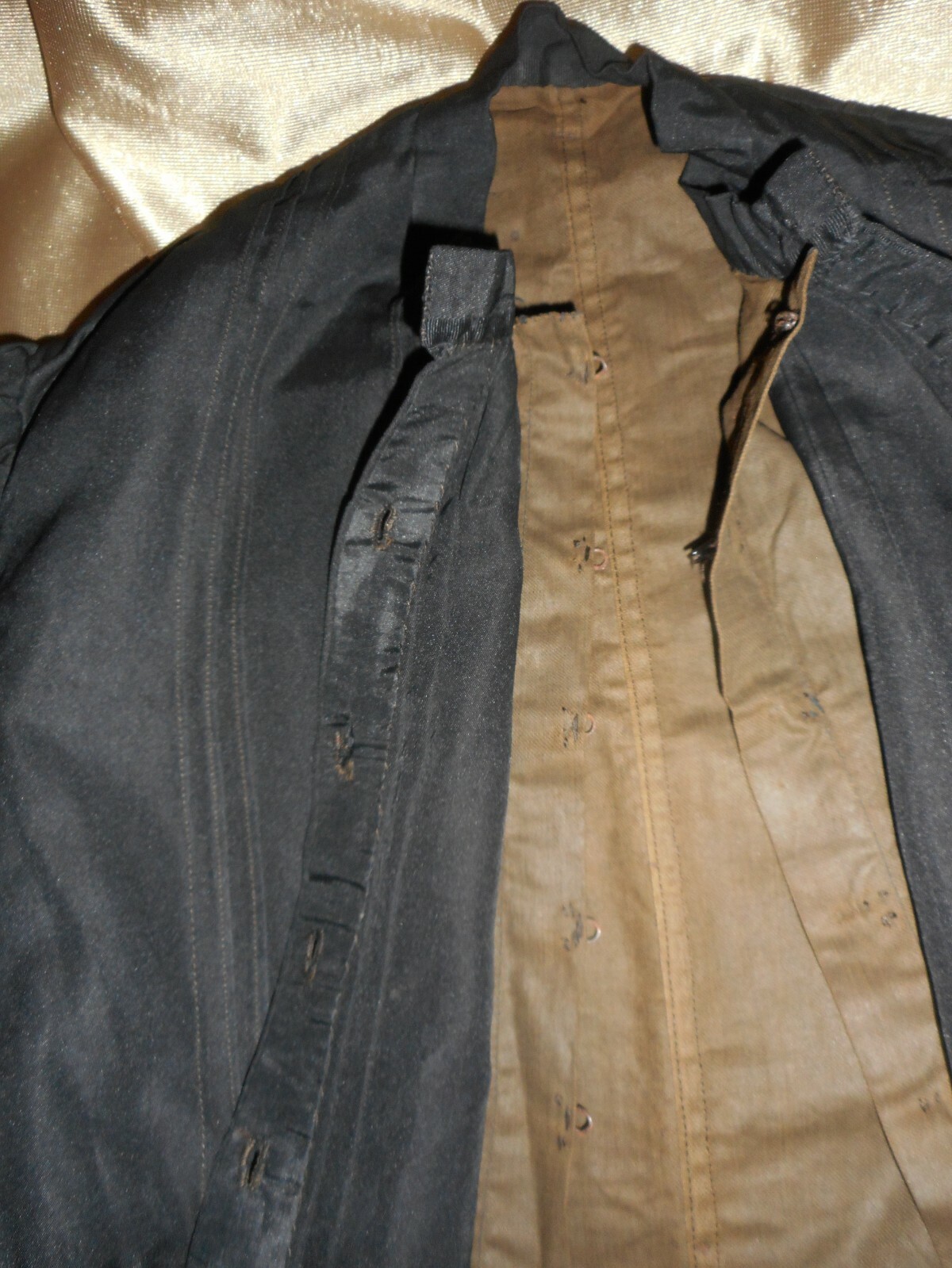 XS Civil War Era Bodice Mourning Jacket Blouse Black Silk 1860’s Fully Lined