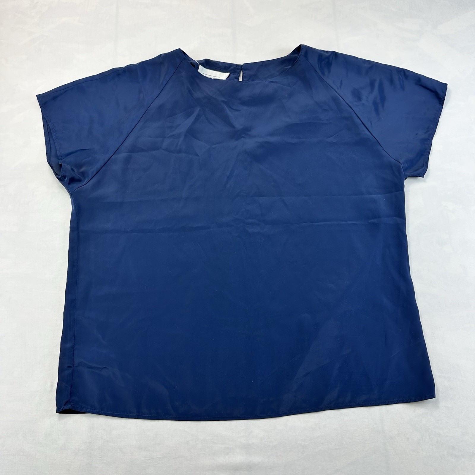 Impressions of California Womens XL Blue Short Sleeve Blouse Vintage