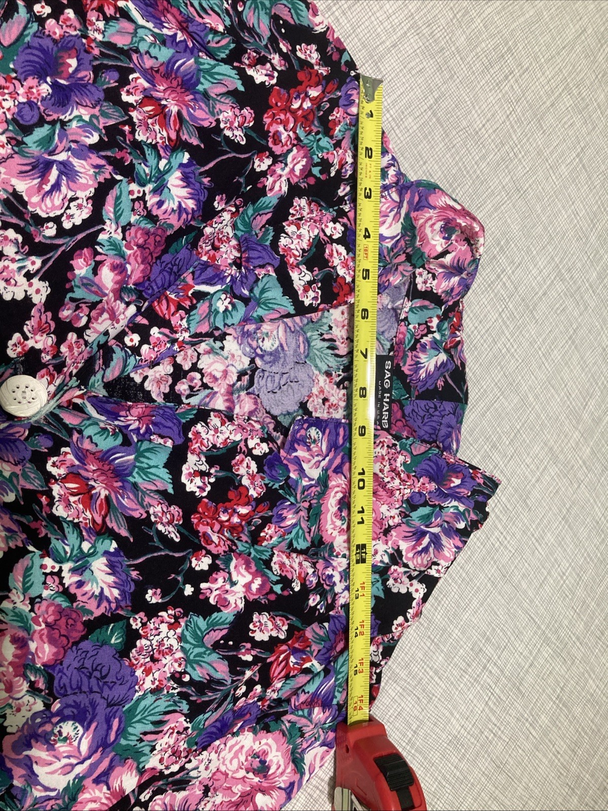 VTG 80s Sag Harbor Floral Blazer Jacket 10 Rayon USA Longline Whimsygoth Avant