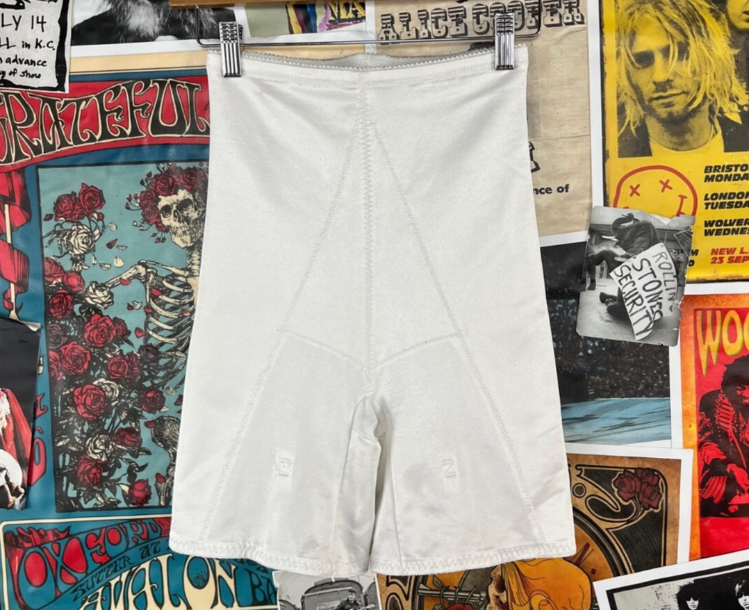 Vtg Womens 80s 90s White Spandex High Rise Shaping Girdle Biker Shorts XS