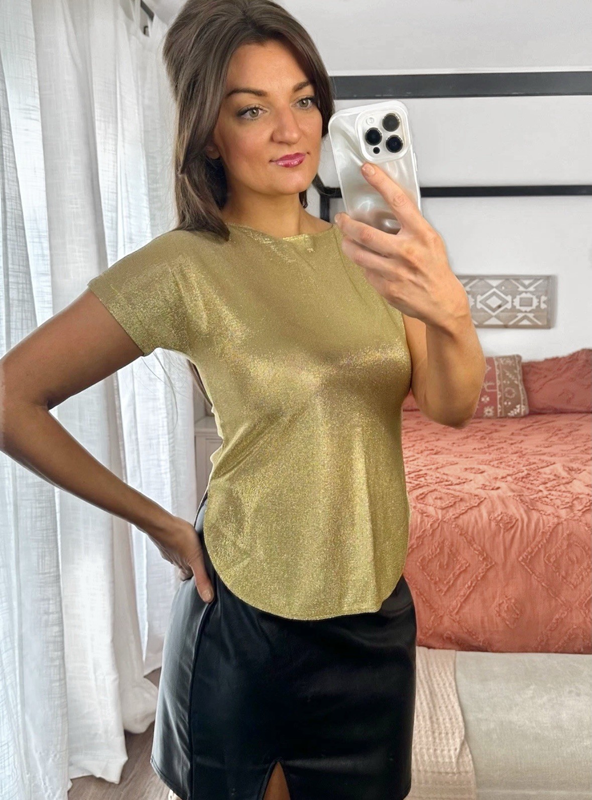 Vintage Toppettes Size Medium Gold Metallic Top