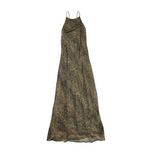VTG 90’s Leopard Print Maxi Halter Dress Gown XS Blondie Nites Formal Cheetah