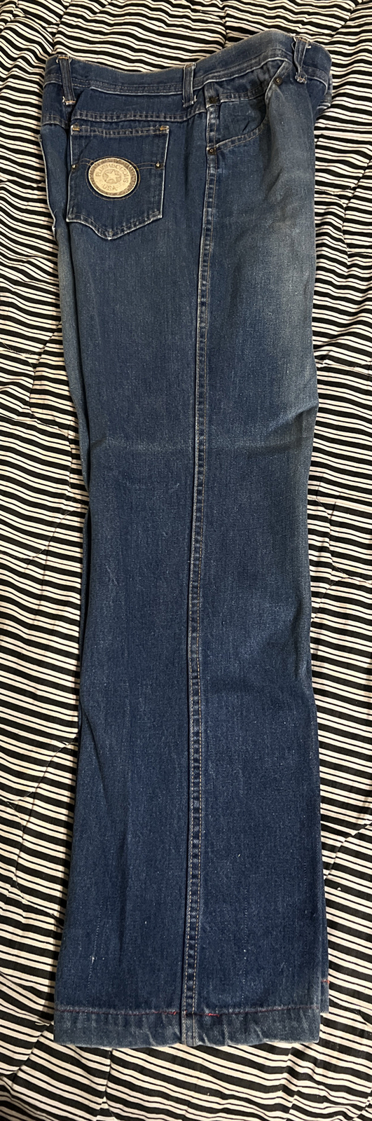 Vtg PLUSH BOTTOMS Rare 1970s Women’s Size 13 Distressed Blue Jeans 26 x 28 NICE