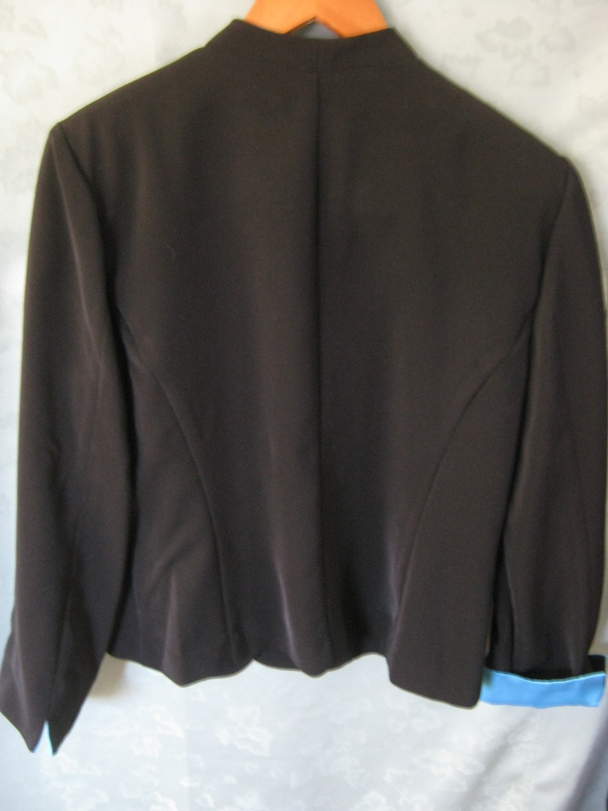 Jessica Howard Size 14P Blazer Black & Bright Blue w/ Corsage Pin NWOT