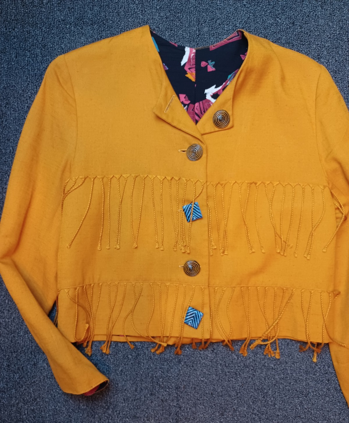 Componix Vintage Festival Vest & Jacket Size 12 L/XL Marsha Brander Funky Button
