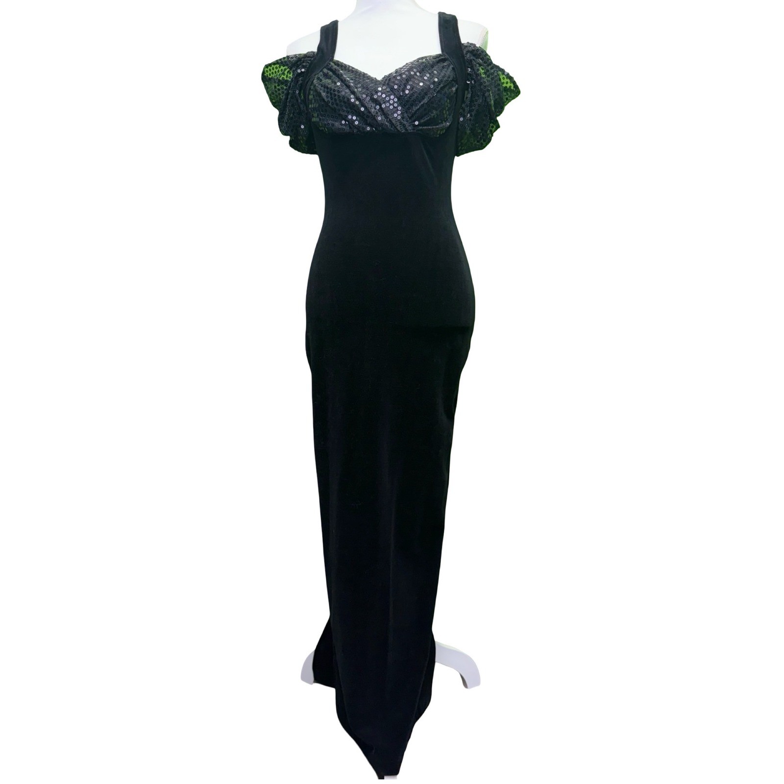 Vintage Lew Magram Collection NY Black Velvet Maxi Dress Small Goth Formal