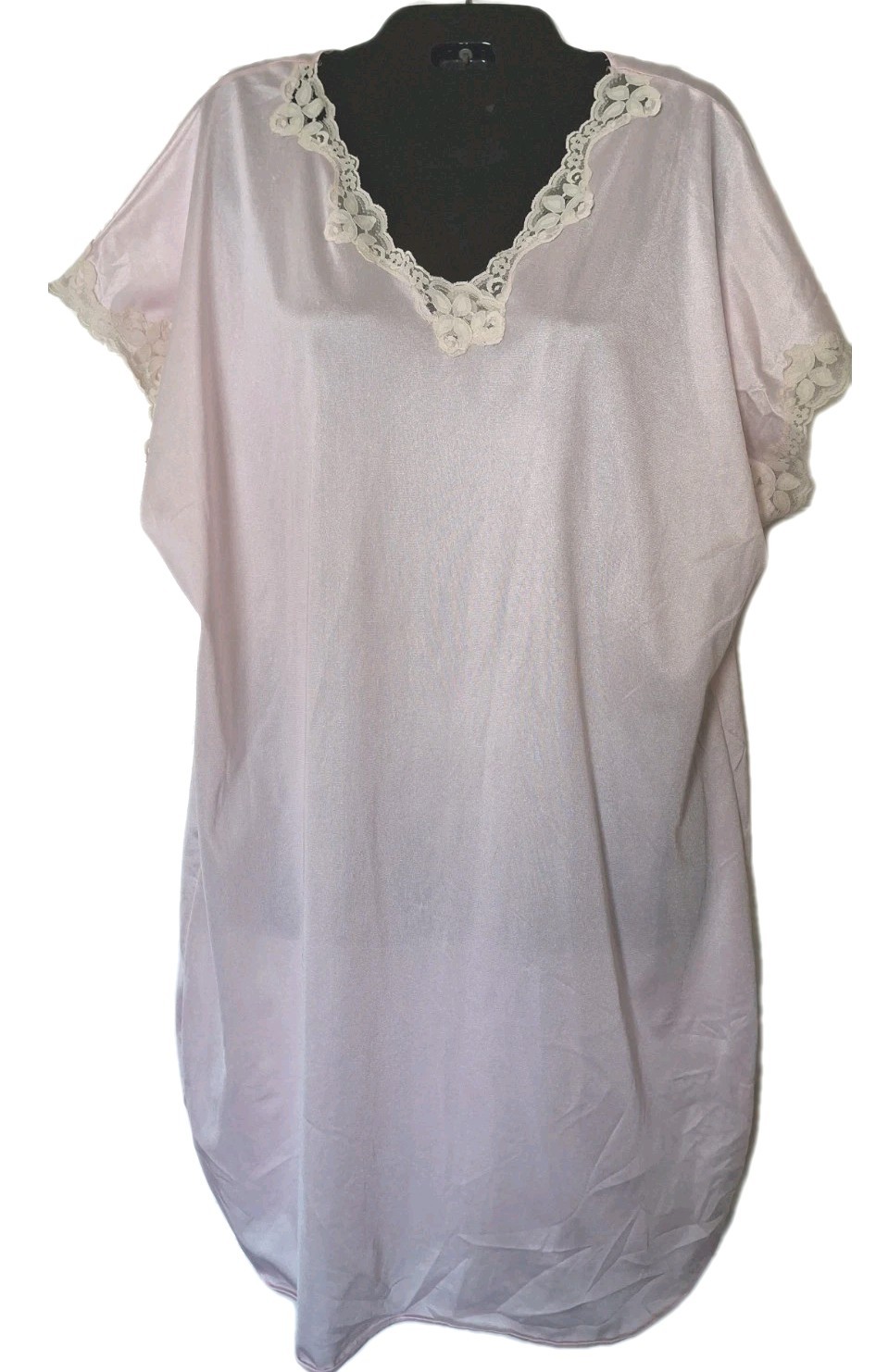 Vintage Kelly Reed Nylon Dress Nightgown Soft Pink One Size Made In USA Lace