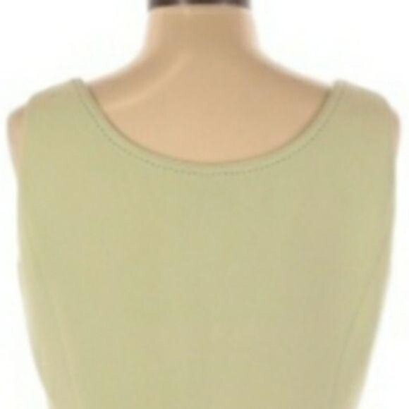 80’s Tahari Top 10 Shell Tank Pastel Pistachio Exposed Stitching Scoop Neck