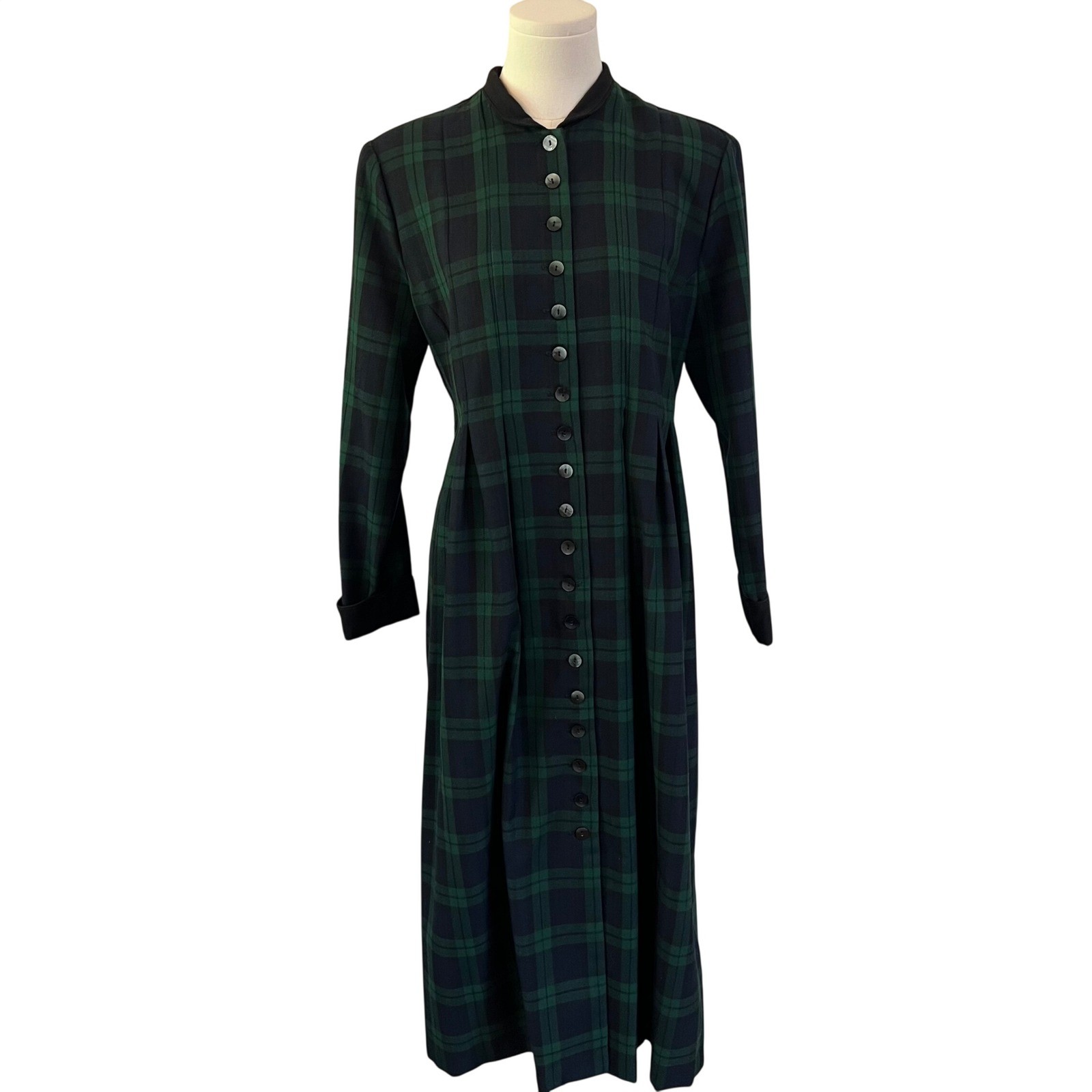Vintage Appleseed’s Blackwatch Plaid Maxi Dress Tartan Button Front Size 10P