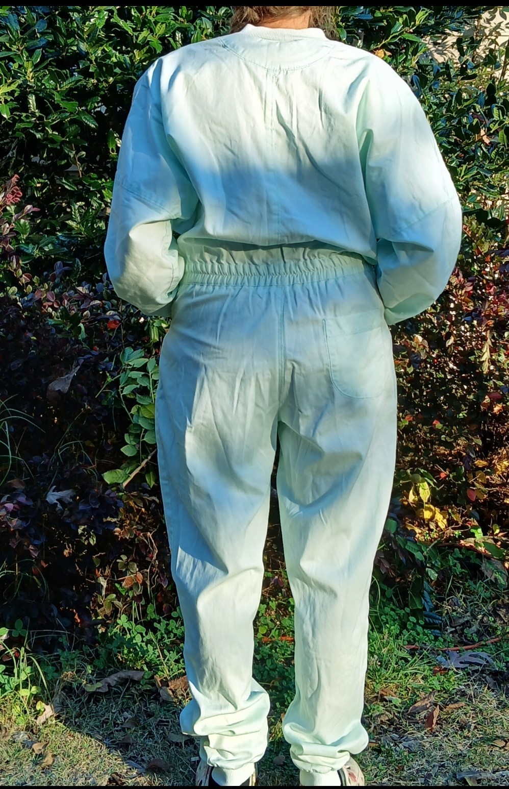Vtg 80s Mint Jumpsuit – Sz M – Thick Cotton, Removable Shoulder Pads – Pockets