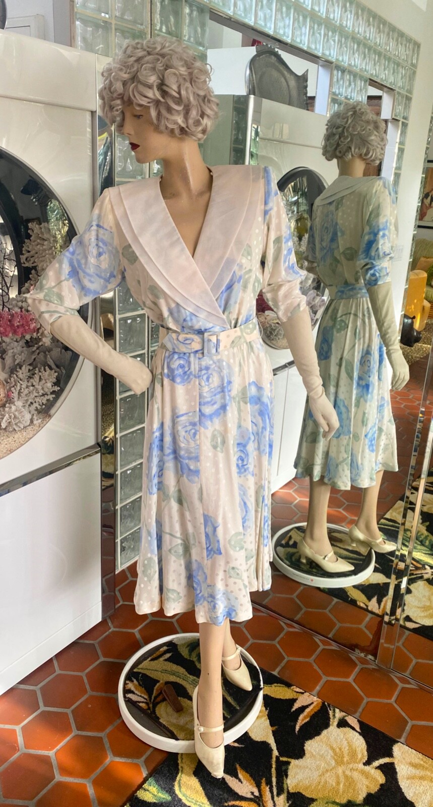 VTG 80s Dress Silk Romantic Cottage core Floral Size 8 SILKS By St. Gillian