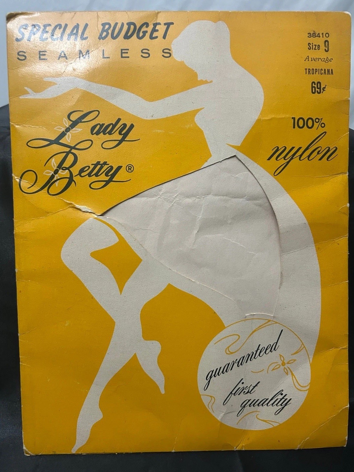 Vintage 1960s Lady Betty Seamless Nylon Stockings Deadstock Tropicana Size 9
