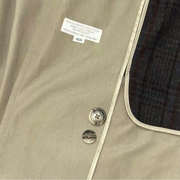 🧥🎩 AUSTIN REED London England Vintage 80s Trench Coat | Tan Plaid Lining | 10