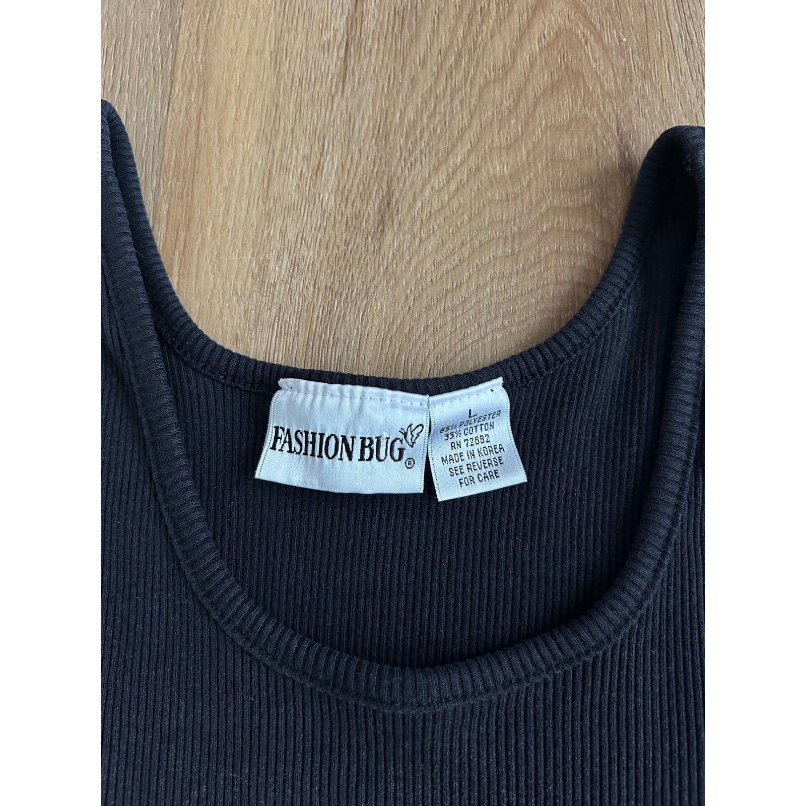 Vintage Fashion Bug Peace Graphic Ribbed Tank acid dyed Black Y2K Grunge Large
