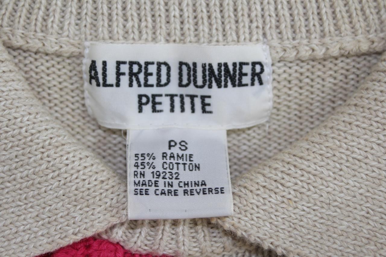 Vintage Cottage Core Alfred Dunner Pull Over Patch Work Sweater Size PS