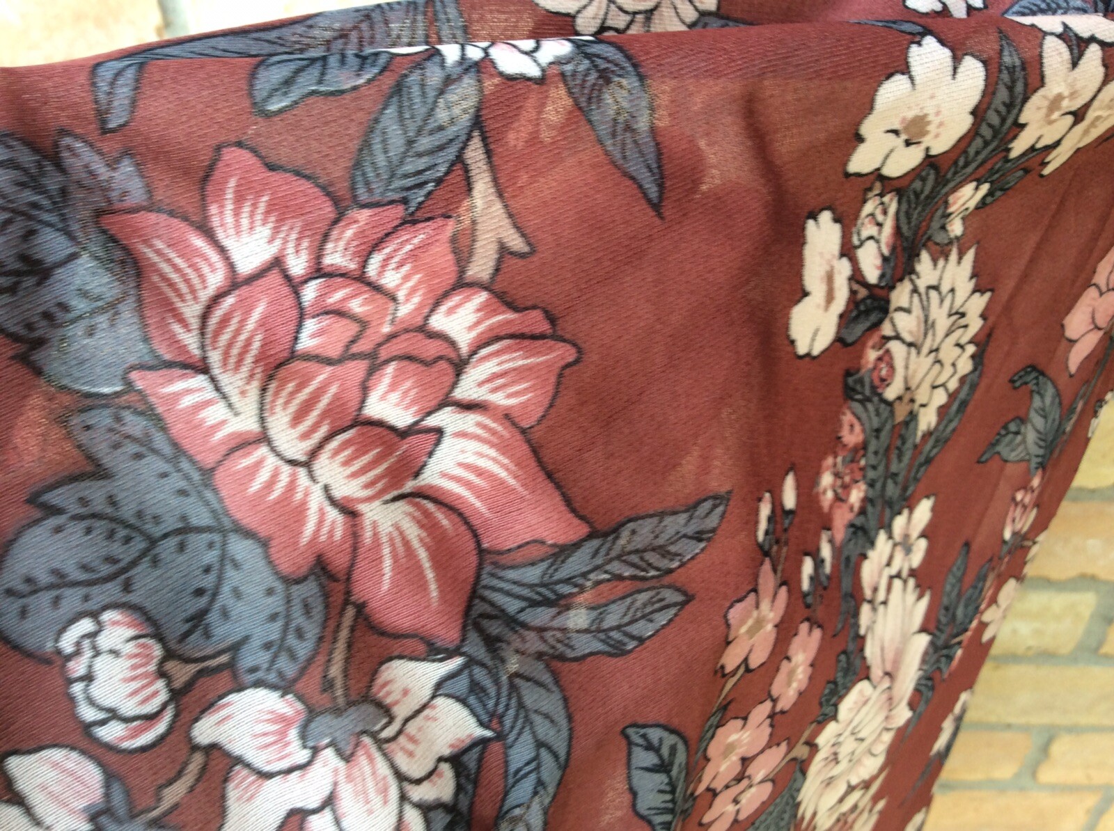 VTG 70s Tracy Floral Earth Tones Secretary Dress XS? Cape Flutter Disco 25″W