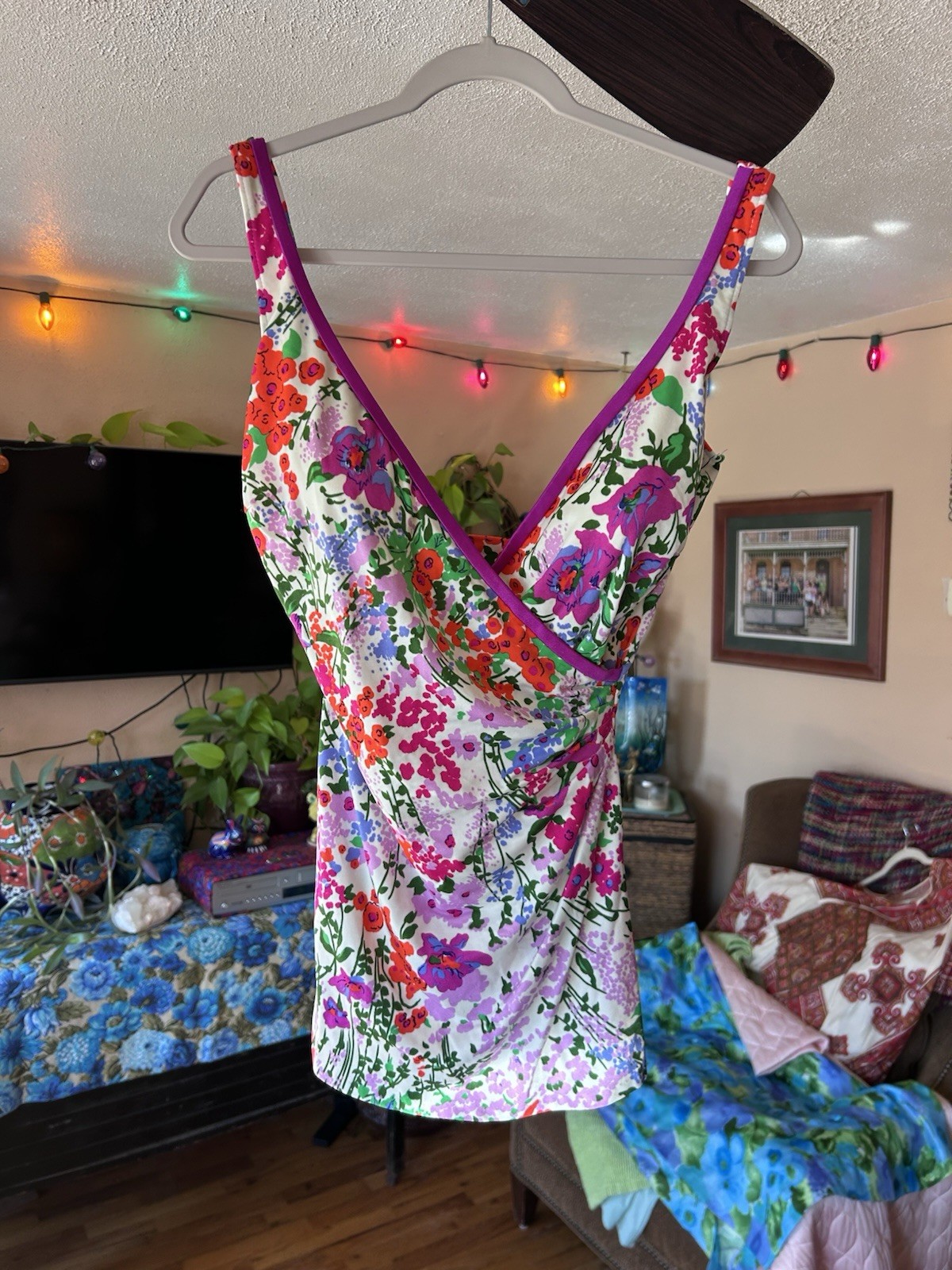 Deadstock 1970s Swim Mini Dress Elisabeth Stewart Vintage Psychedelic