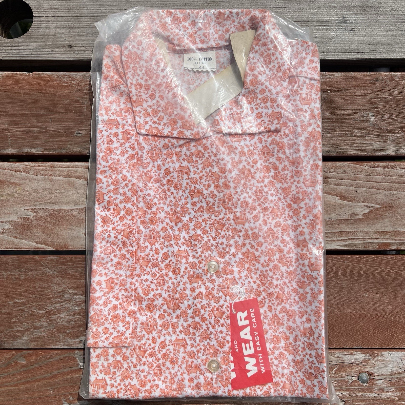 VTG 70s NOS Deadstock Smart Novelty Floral Cottage Blouse 100% Cotton 44