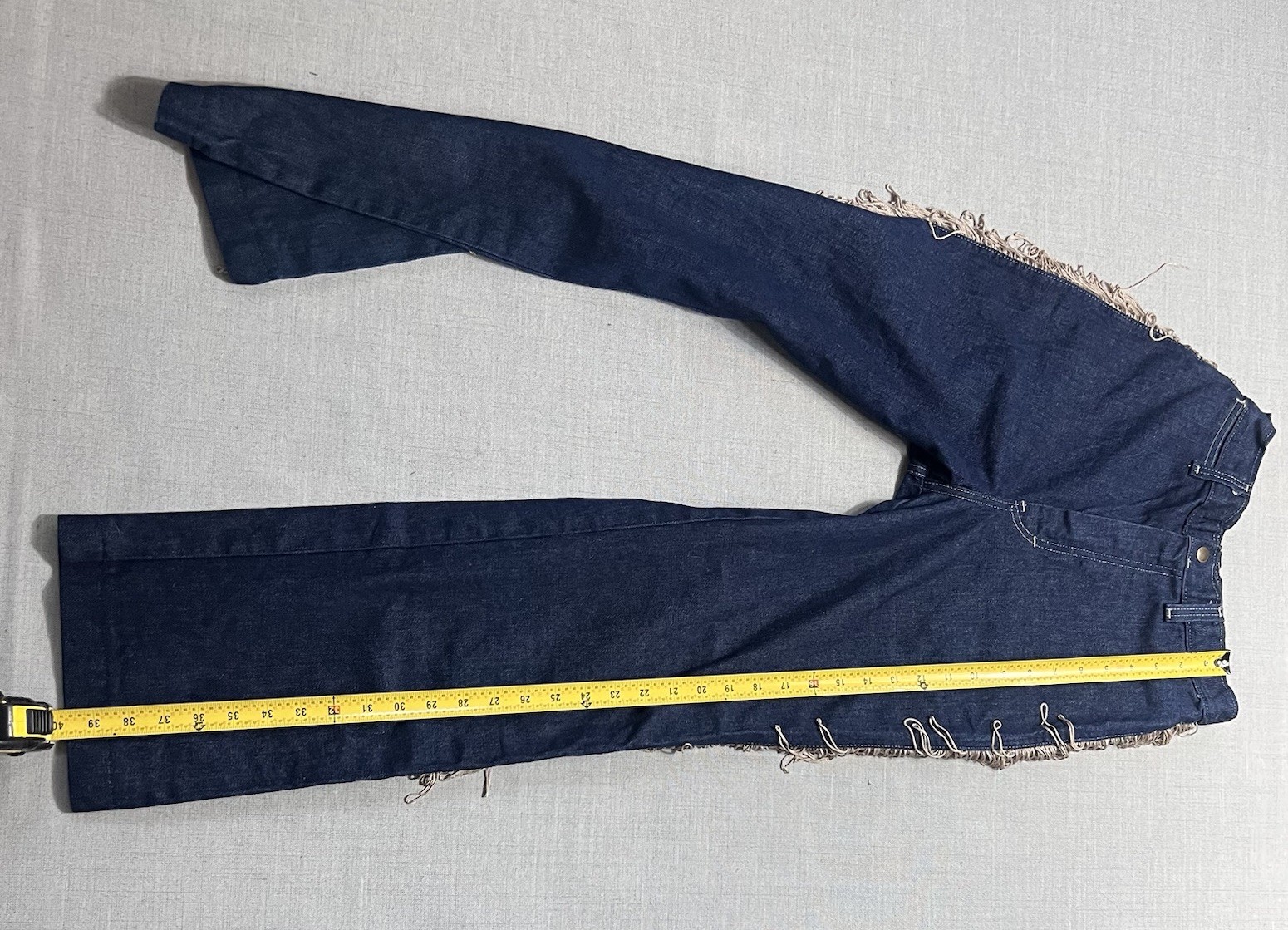 Vintage 70s Western Boho Dark Wash Denim Jeans Fringe Made In USA By Coventry Rd