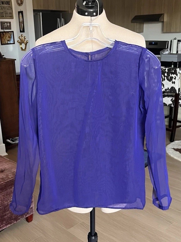 VTG 90s Purple Blue Wool Skirt Suit Set Bead Embroidery Peplum Jacket Size XS