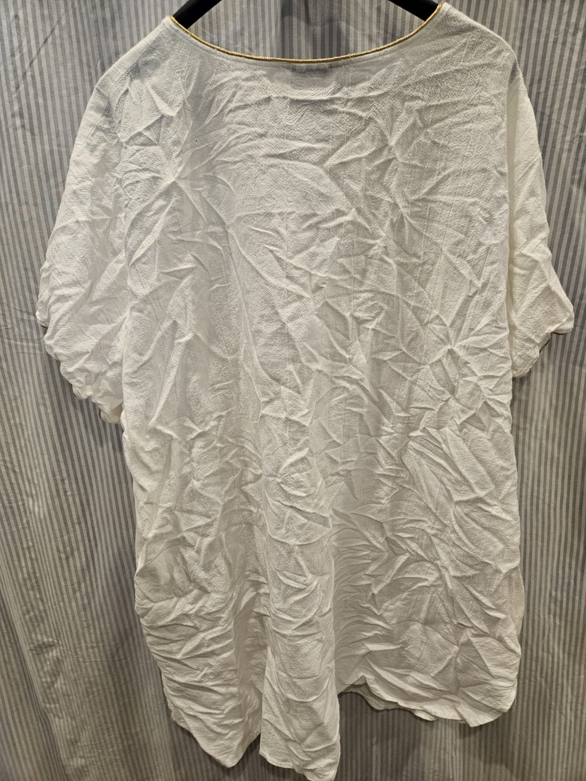 Vintage Rose Marie Reid White Short-Sleeve Swim Coverup with Gold Trim Buttons