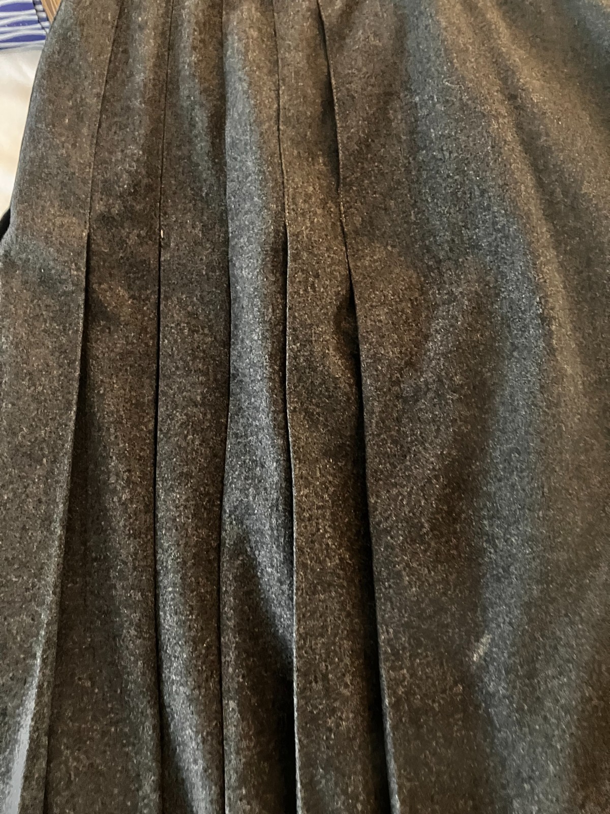 HERMES GREY CASHMERE PLEATED WRAP KILT STYLE SKIRT