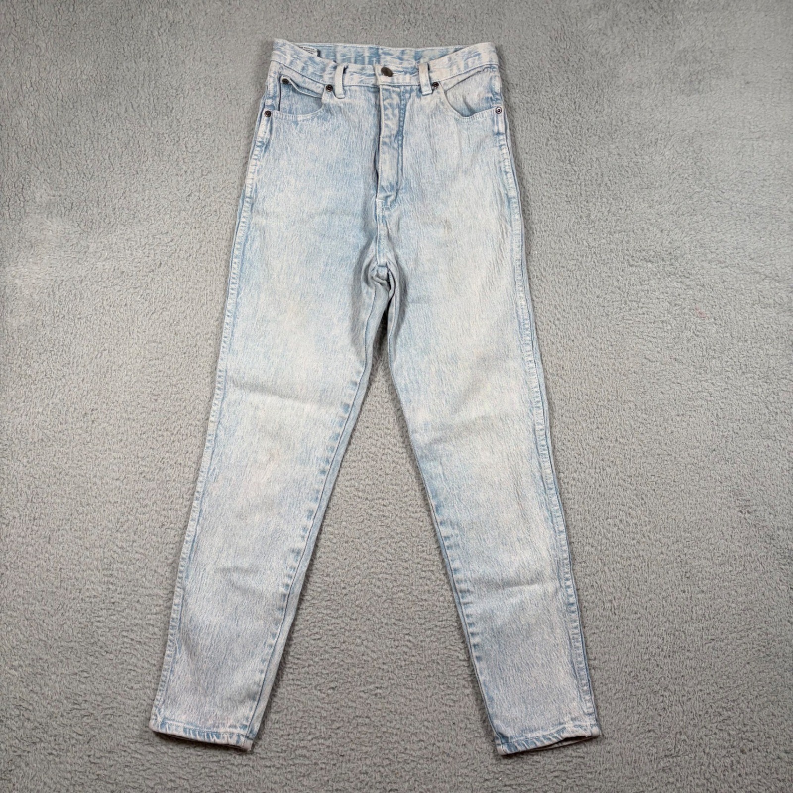 Vtg 90s Pure Jeanswear High Waisted Acid Wash Tapered Mom Jeans Blue Sz 7 25×26