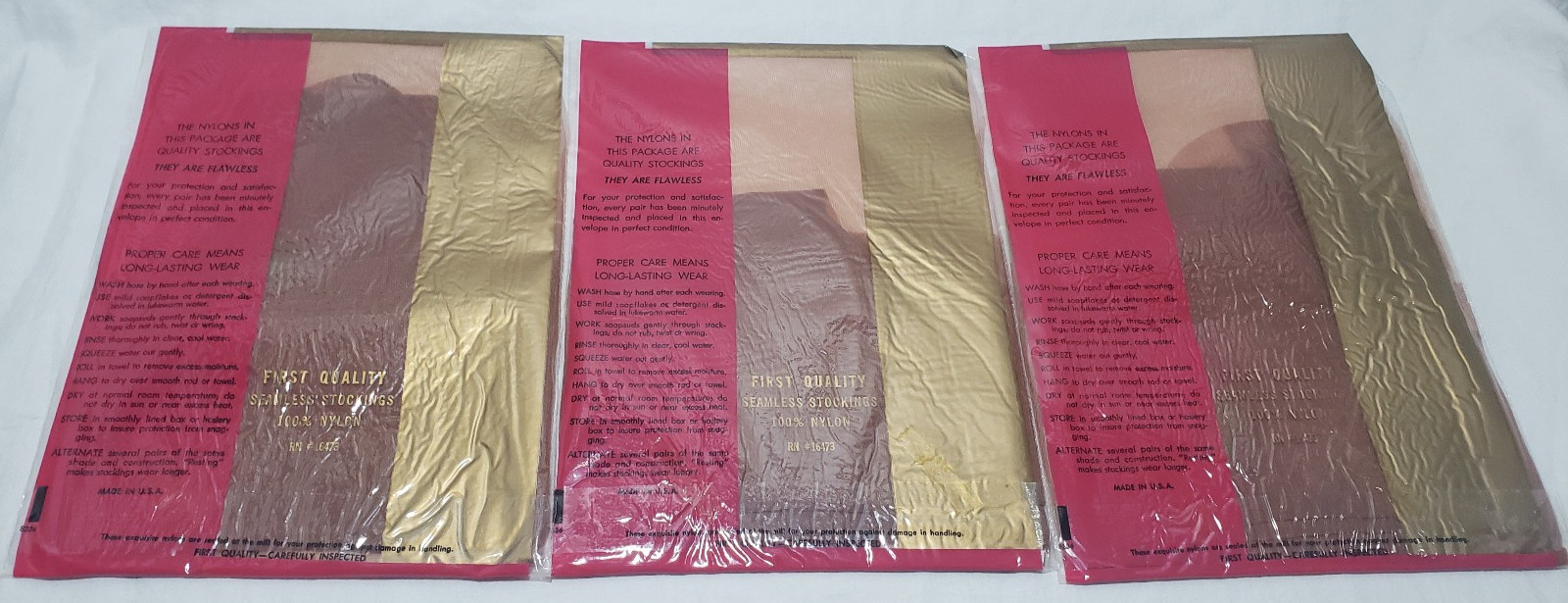 3 Pair NOS Vintage Debutante Seamless Stockings 10 Cinna-Glo 1960s-70s
