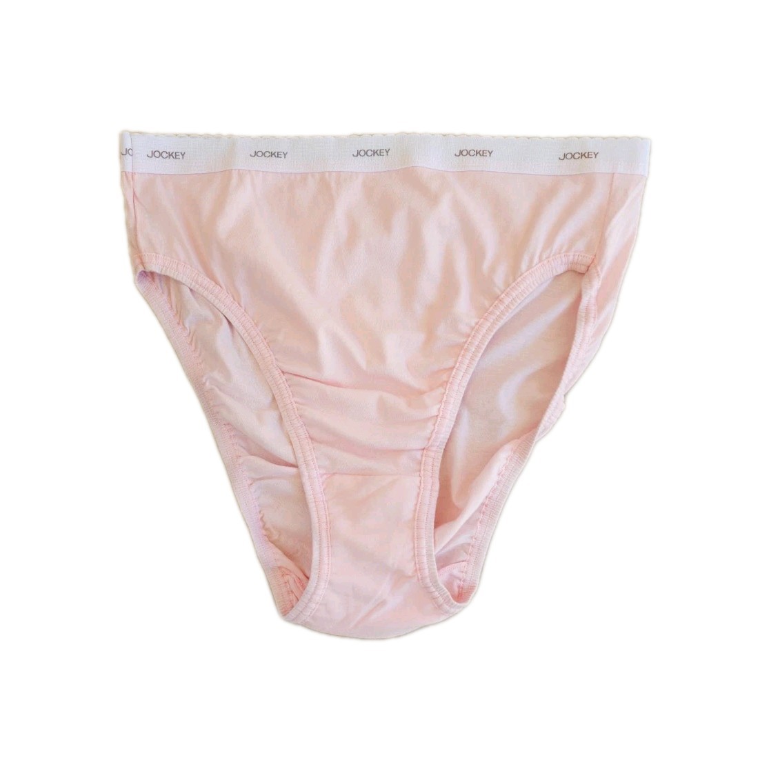 Vtg Jockey Panty 8 Hi-cut Hi-waist Bikini Pink White Elastic Waist Band NWOT