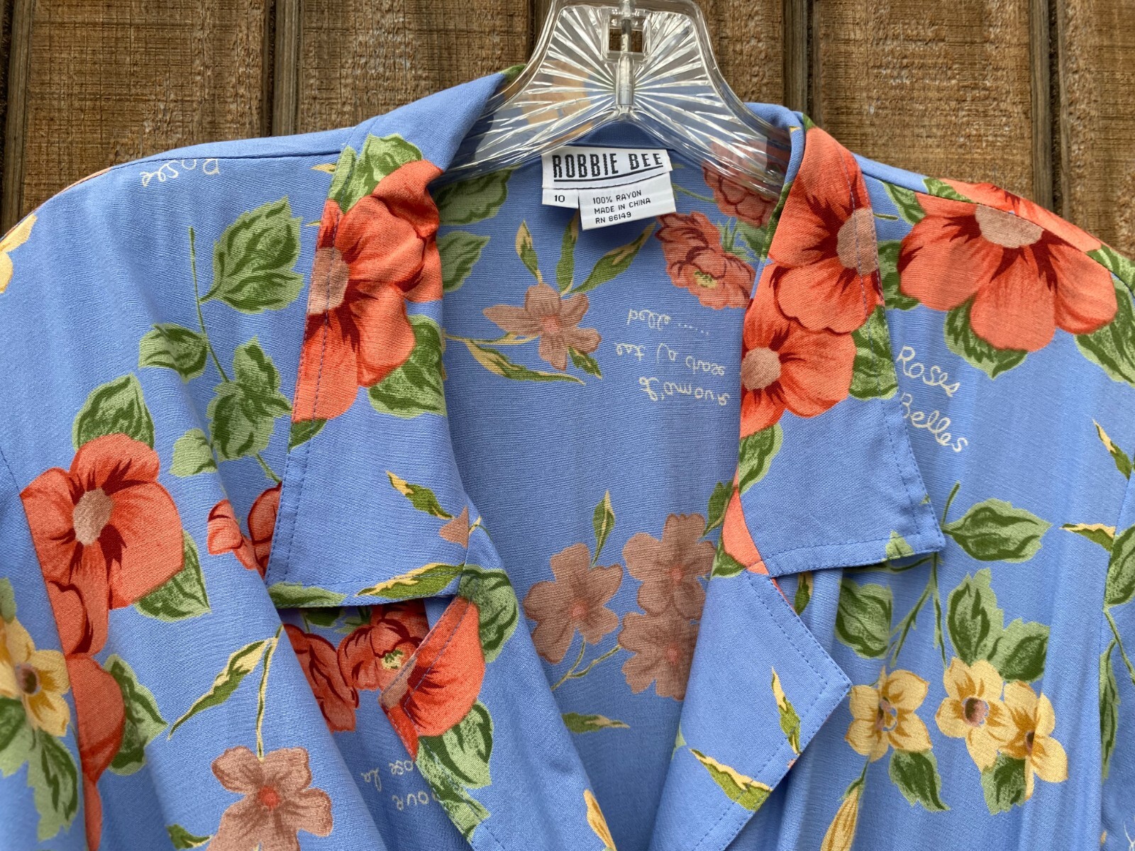 Vintage Robbie Bee Blue Floral Collared Maxi Dress Womens Size 10 Cottagecore