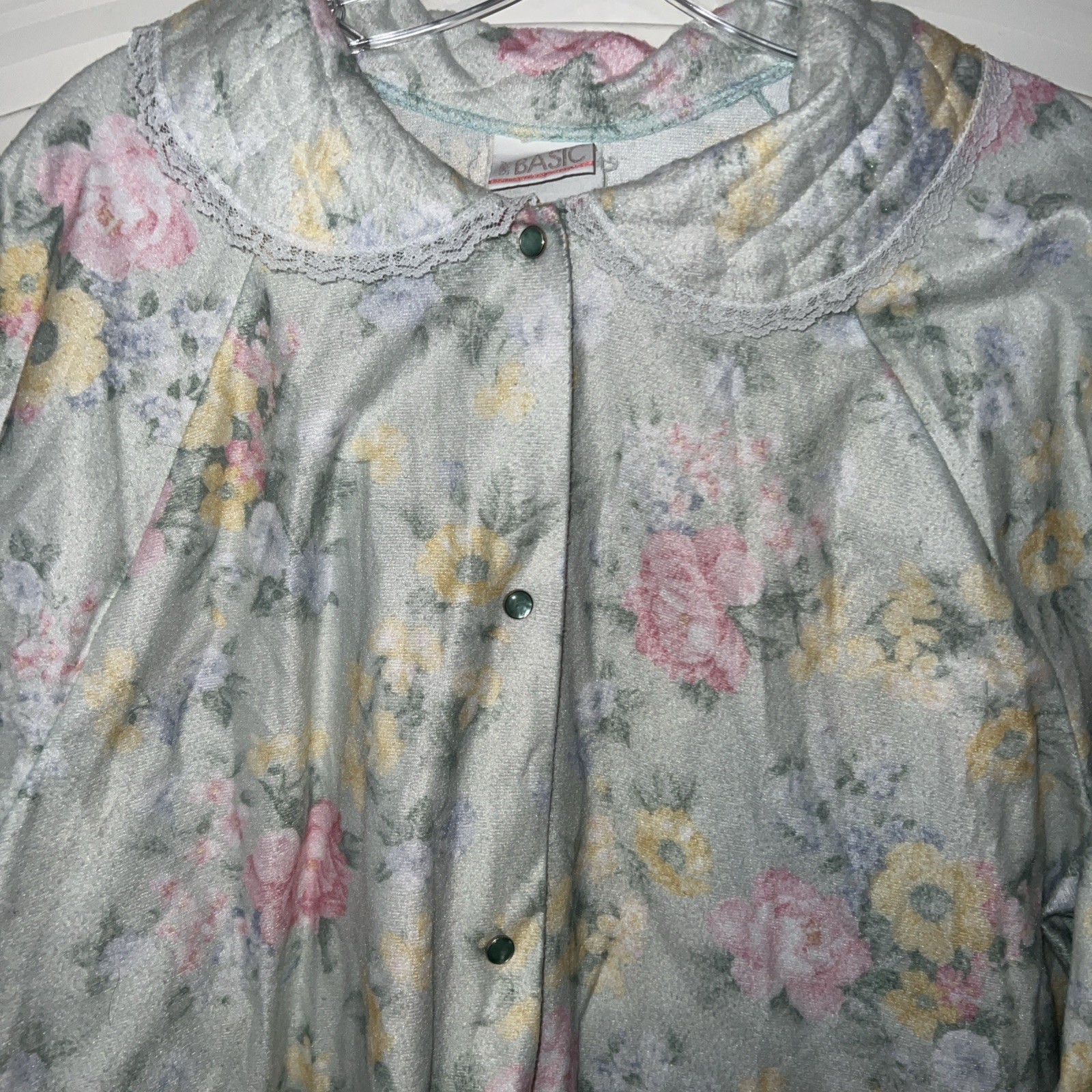 VTG Women’s Simply Basic Robe/House Coat Plus Size 3X Snaps Short Sleeve Green