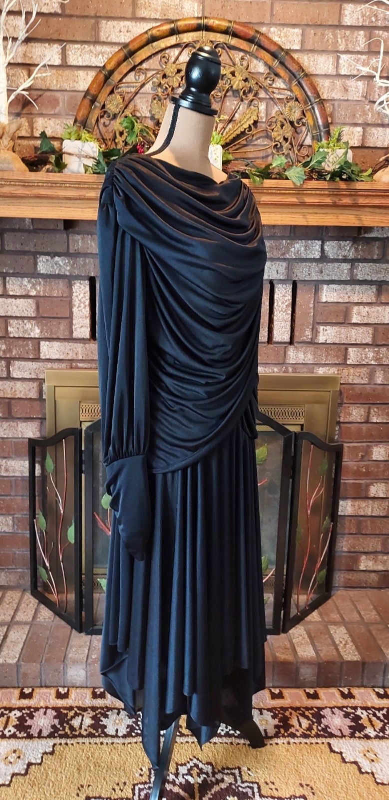 Vintage Abby Kent Black Ruched Drape Cocktail Dress Size 12