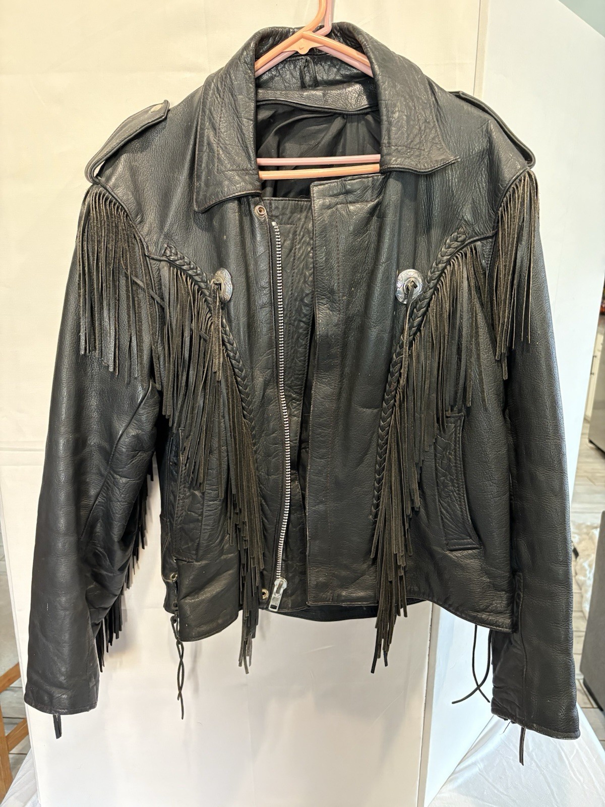 Vintage Women’s L Black Leather Creaciones Exclusives El Venado Biker Jacket