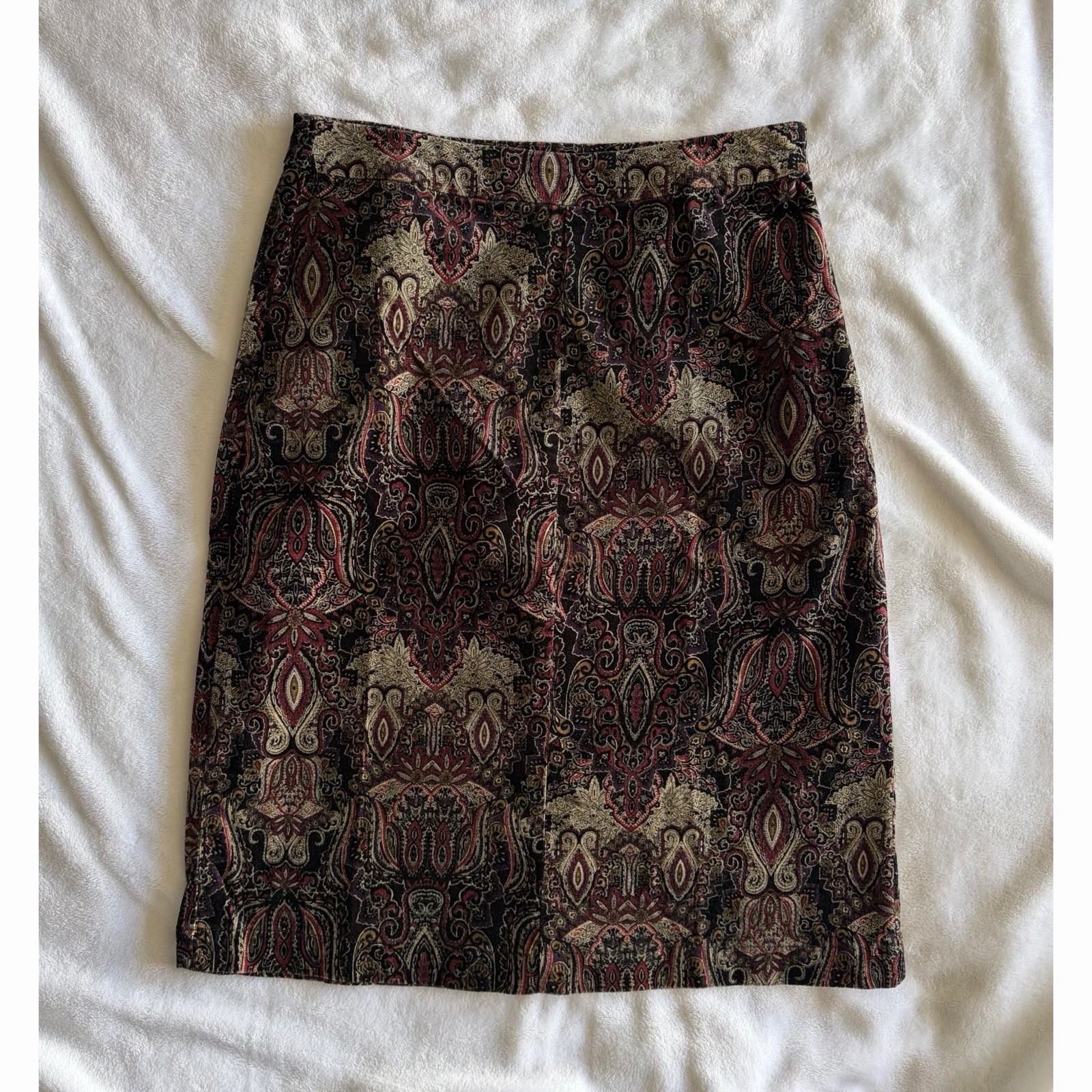 Vtg 90s Y2K Croft & Barrow Grunge Paisley Tapestry Skirt 6 Dark Vampy Whimsigoth