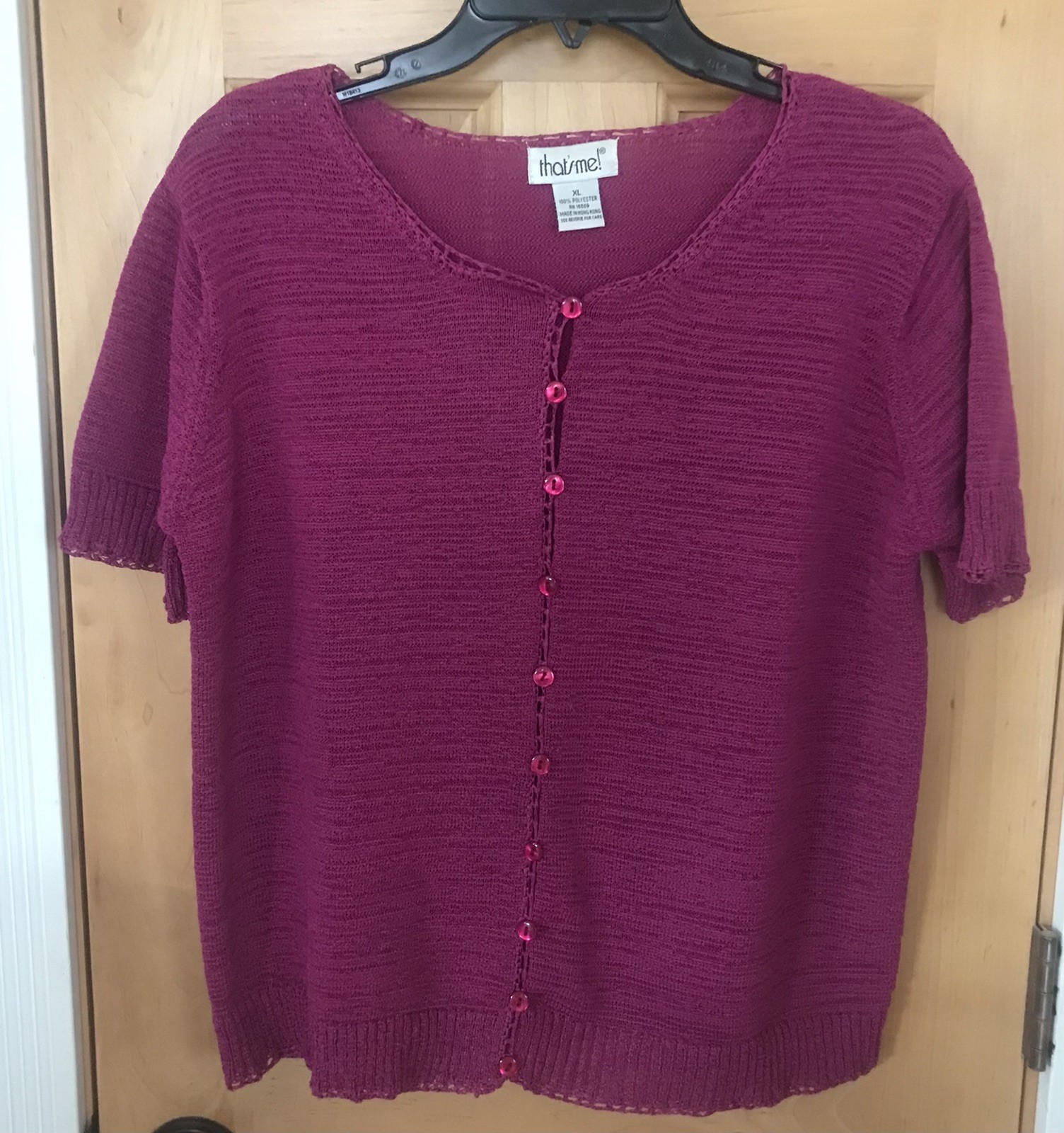 That’s Me! Purple Short Sleeve Button Front Blouse 100% Polyester Knit Women XL