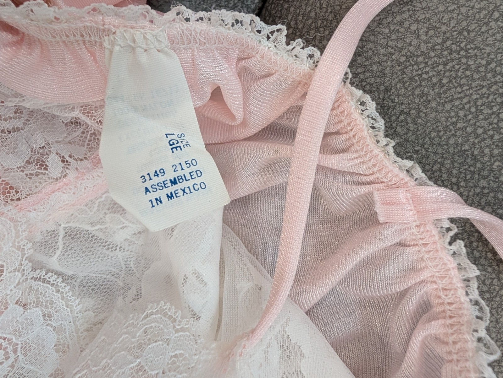 Vintage Pink Lace High Cut Teddy Bodysuit Size Large Sheer Nylon Floral Lingerie