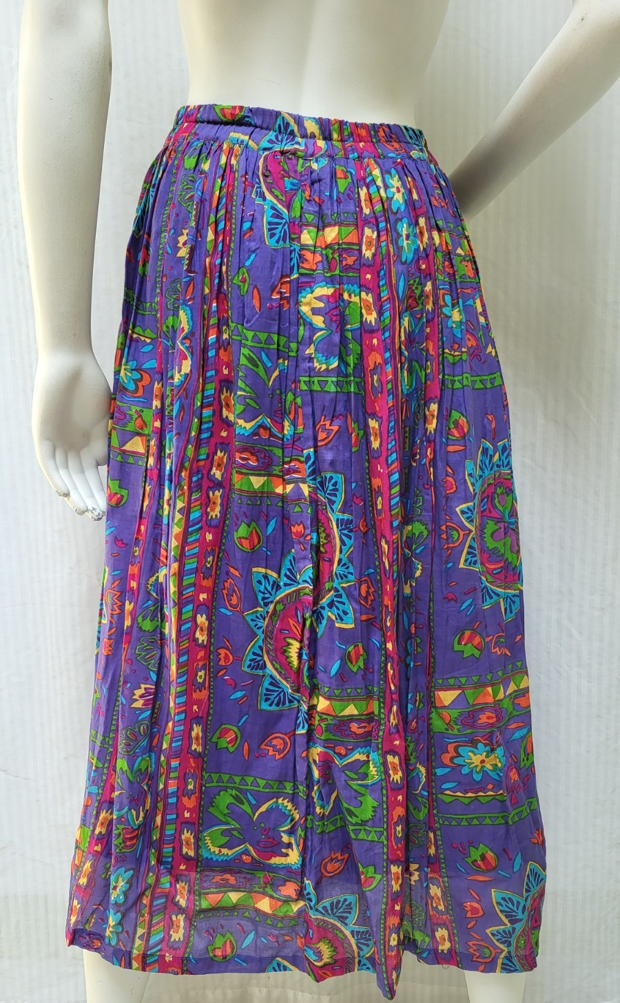 NWT Vintage BLUE CABANA Colorful Cotton Skirt Purple Blue Pink Floral – Size M/L