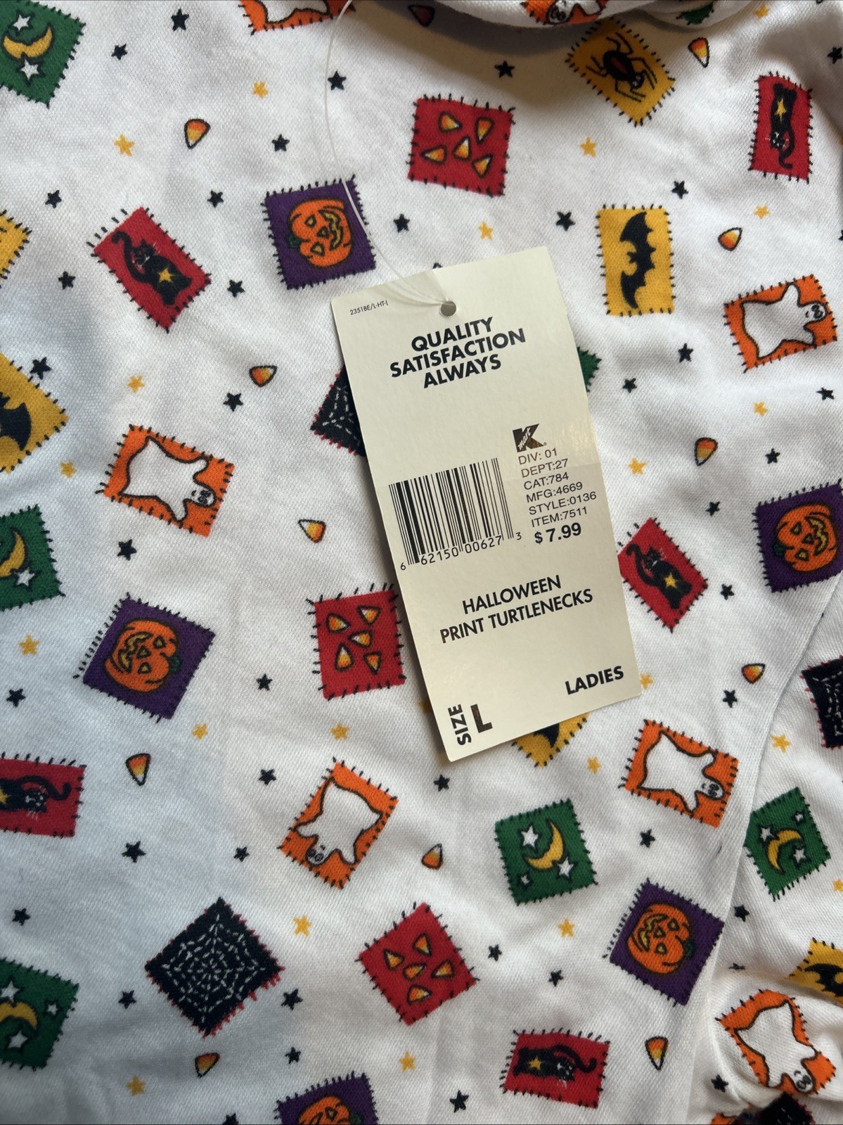 Vintage 90’s Basic Editions Halloween Stamps AOP Turtle Neck Shirt Deadstock L