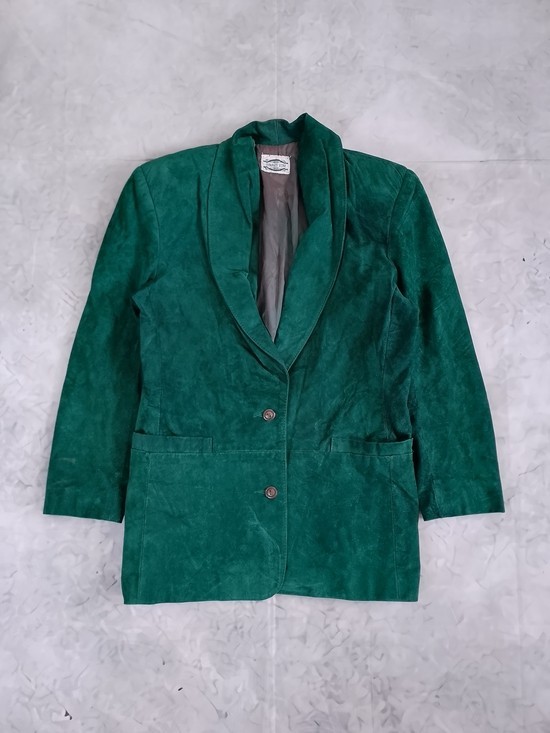 Vintage Women’s Emerald Green Suede Blazer Jacket SEPARATE SCENE