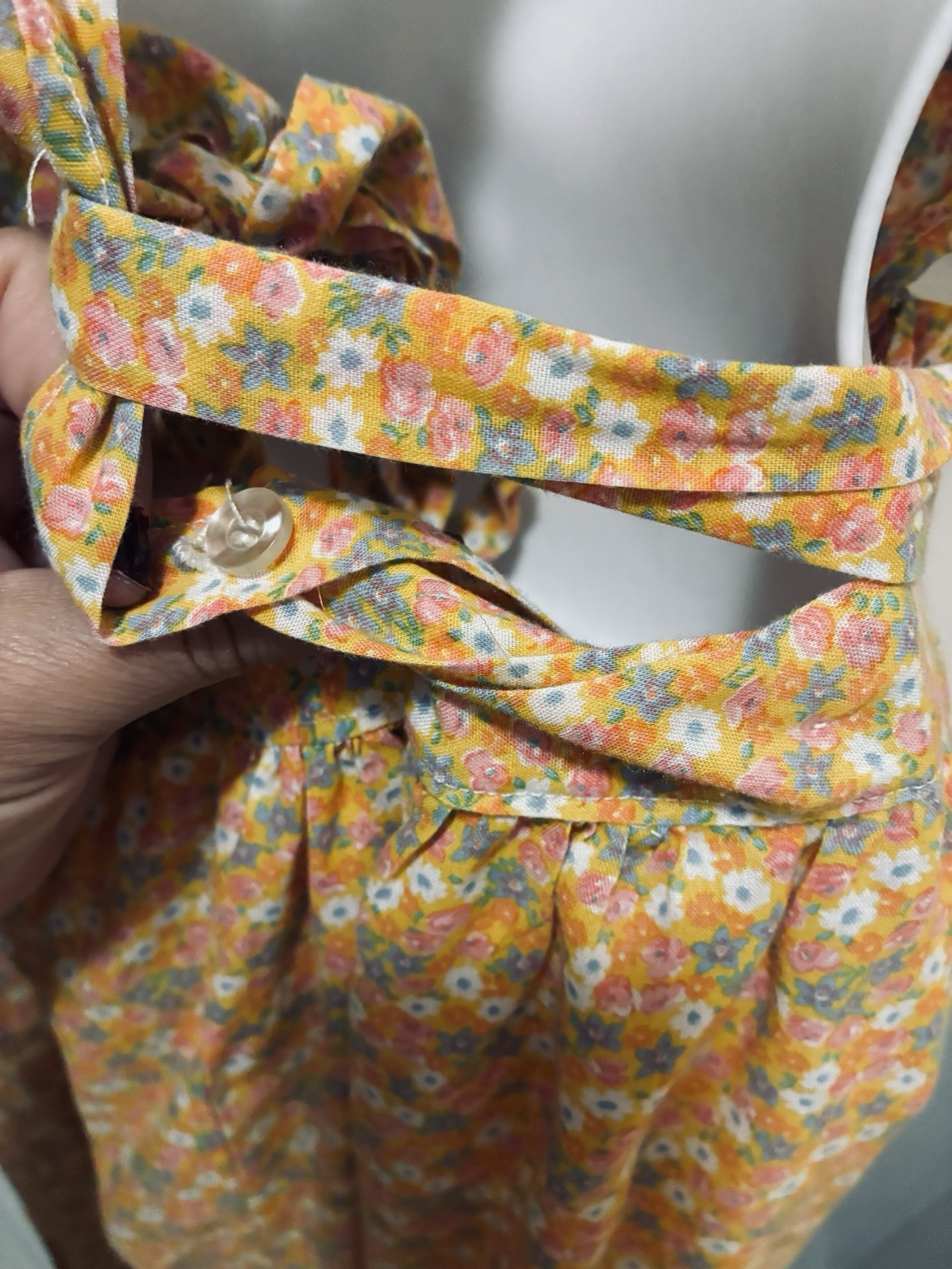 VTG 70s Gunne Style Prairie Cottage Core Hippie Festival Folk Apron Sun Dress XS